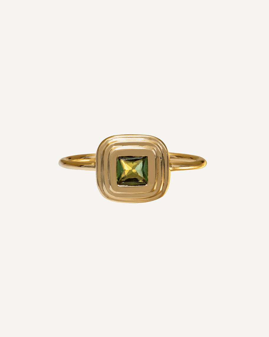 Anel Déco em Ouro 18K Carré Turmalina
