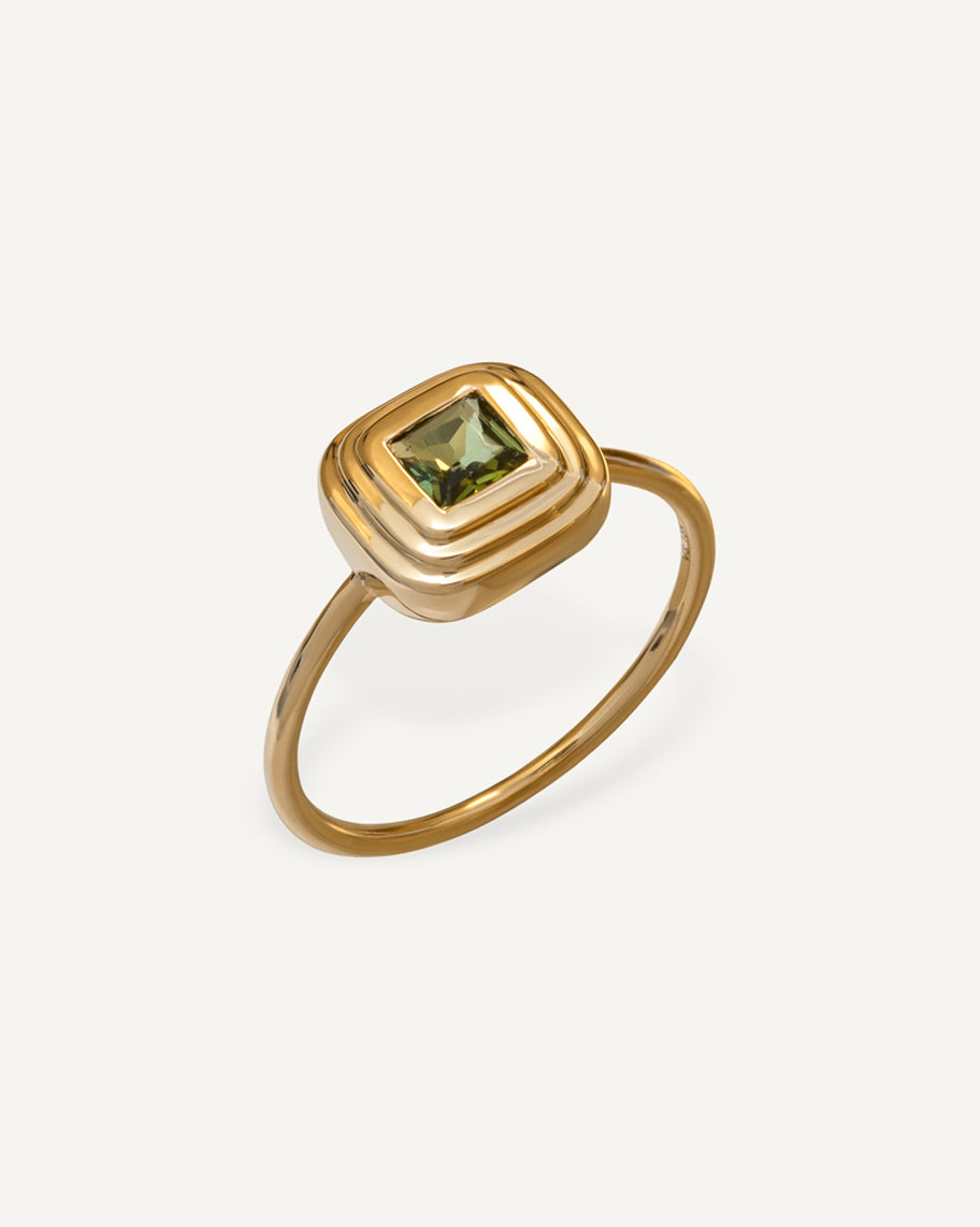 Anel Déco em Ouro 18K Carré Turmalina