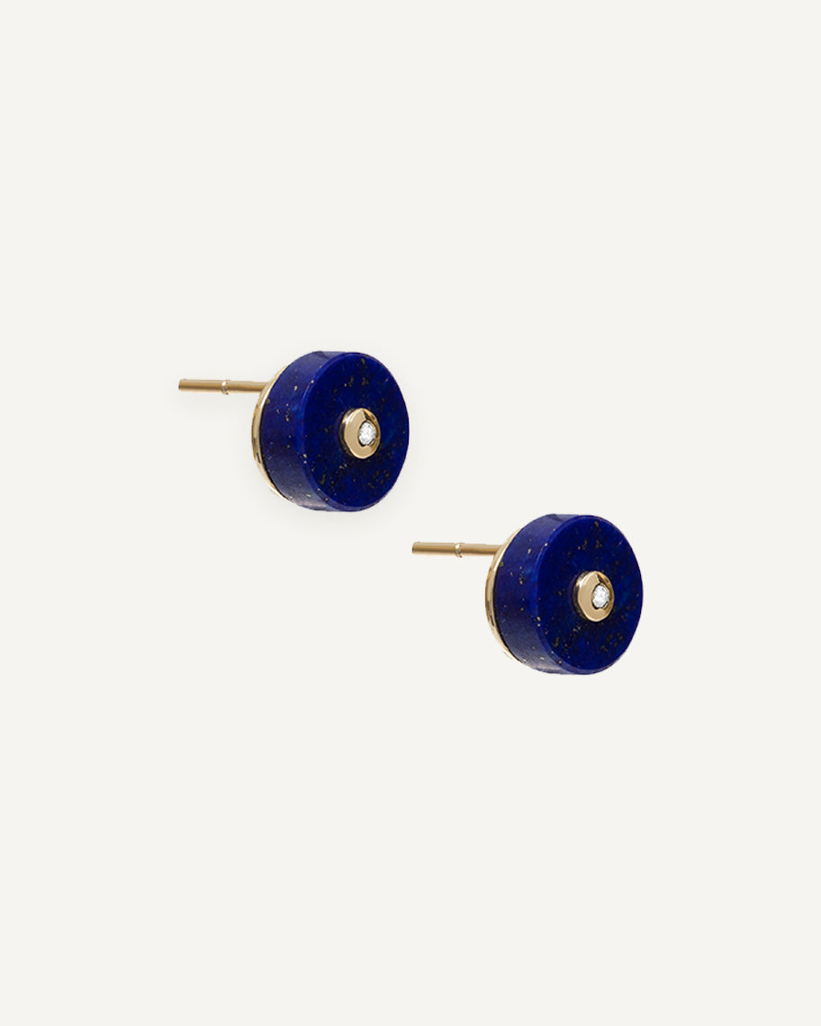 Brinco Stud Zelda em Ouro 18K e Lápis-Lazúli