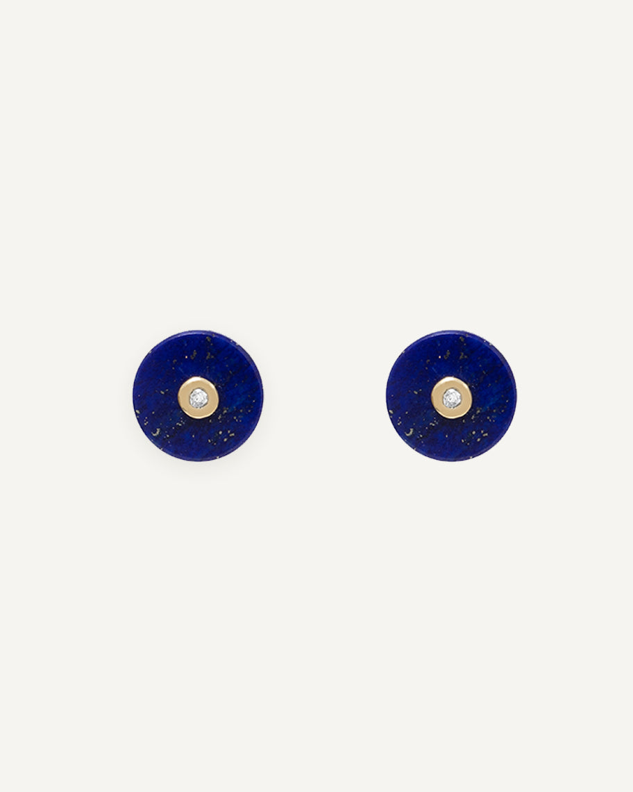 Brinco Stud Zelda em Ouro 18K e Lápis-Lazúli