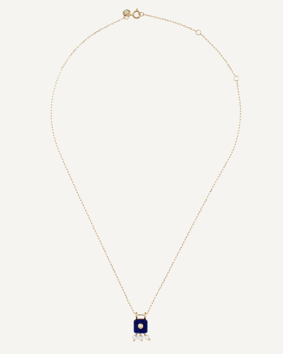 Colar Josephine em Ouro 18K com Pérola e Lápis-Lazúli
