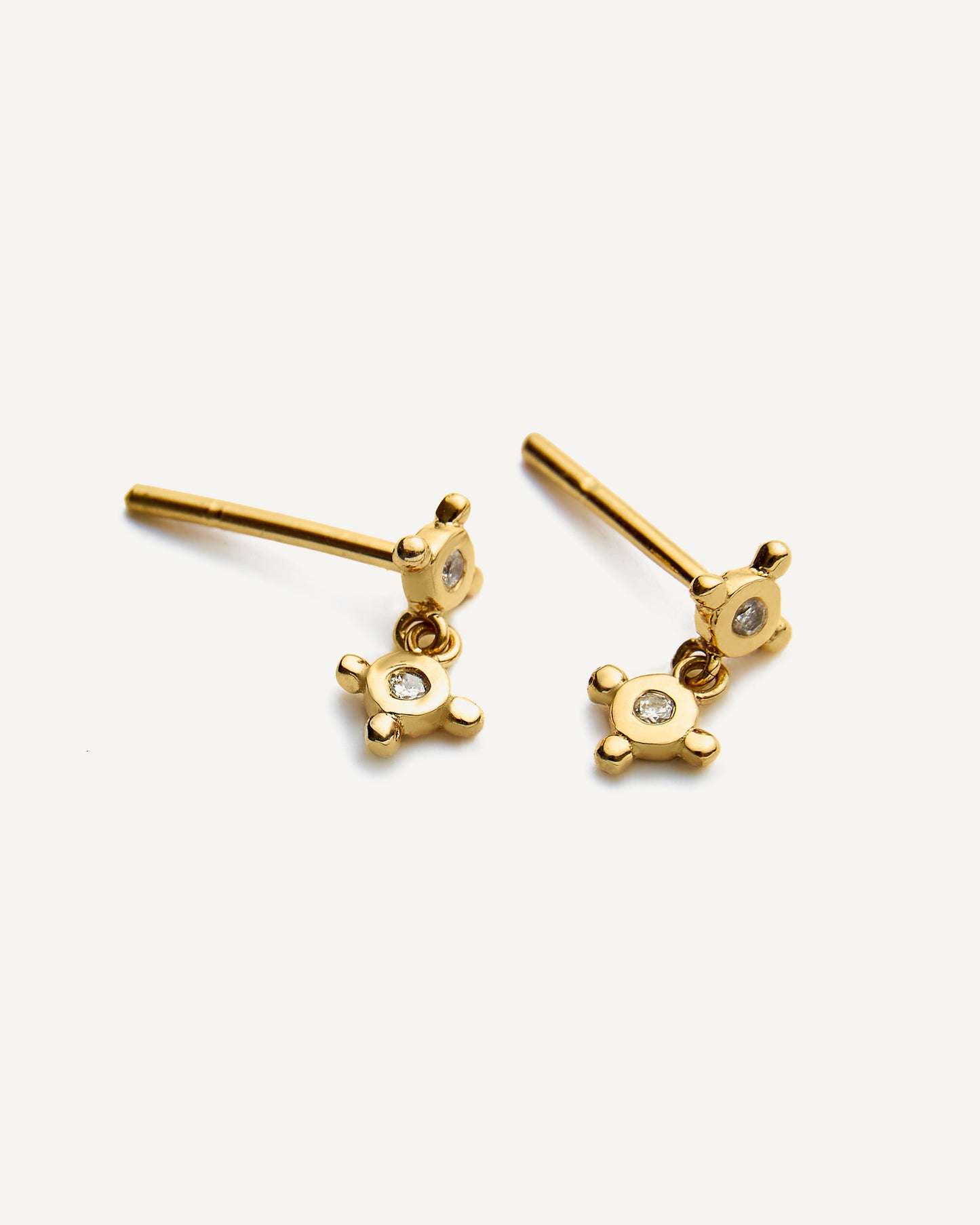 Brinco Stella Duplo Petit em Ouro 18K e Diamante