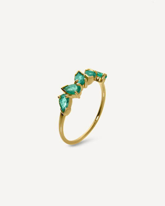 Anel Singular Esmeralda em Ouro 18k
