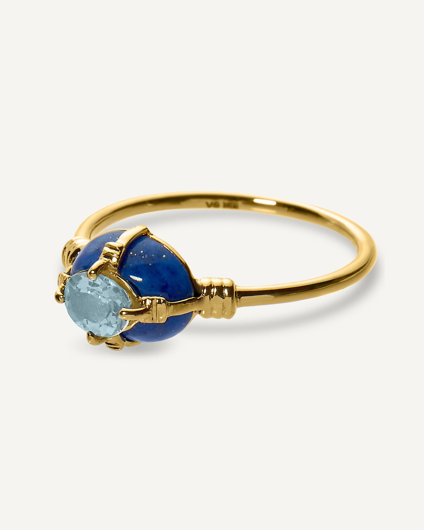 Anel Atlas em Ouro 18k Água-marinha e Lápis-lazúli
