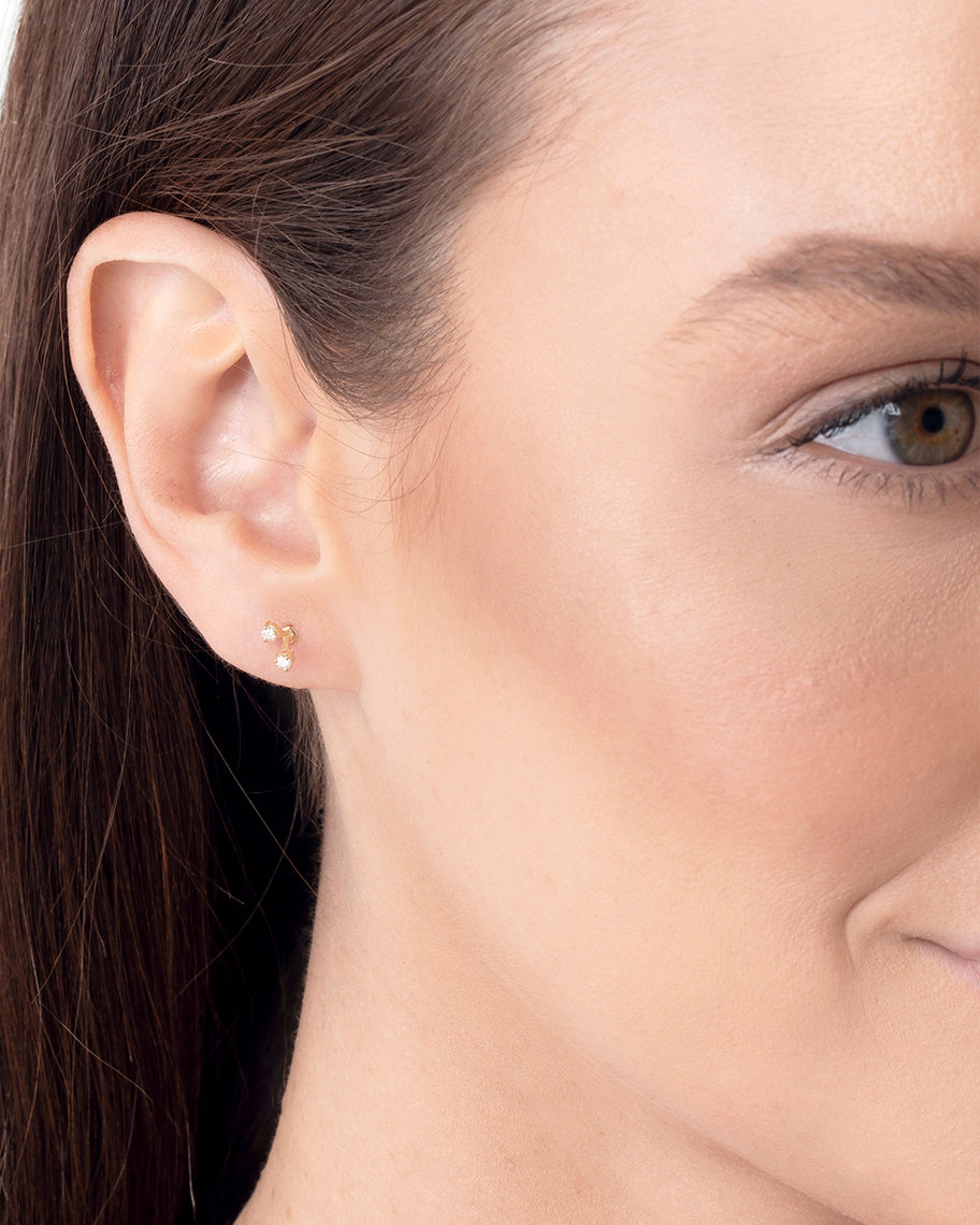 Brinco Stud Fizz em Ouro 18K e Diamantes