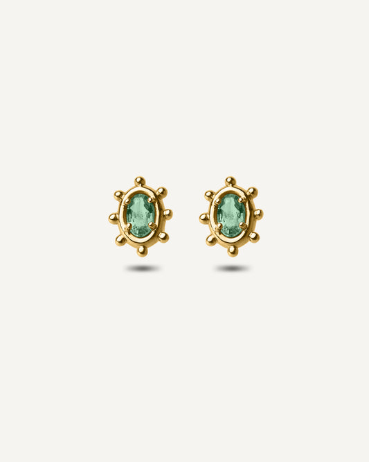Brinco Delfina Esmeralda em Ouro 18K