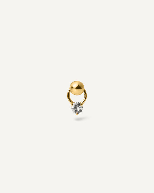 Brinco Mia Unitário em Ouro 18k e Safira