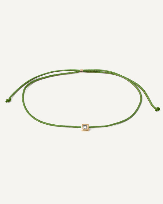 Pulseira Cord Verde em Ouro 18K e Safira