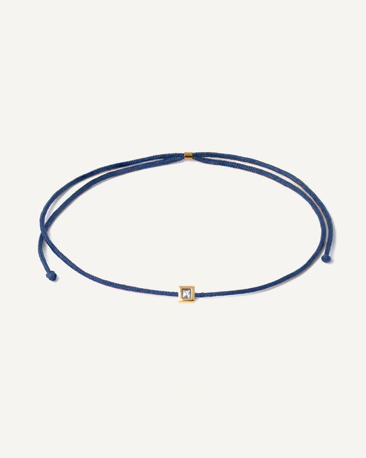 Pulseira Cord Azul-Marinho em Ouro 18K e Safira