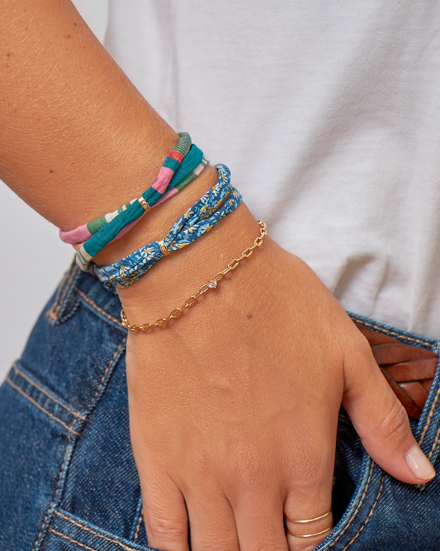 Pulseira Cotton Azul em Ouro 18K e Diamante