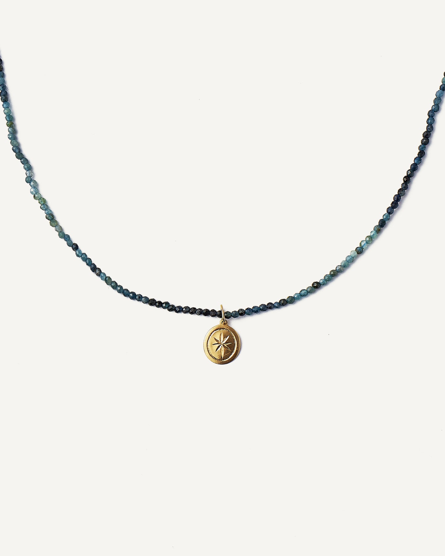 Colar Longo Sorte Turmalinas Azuis em Ouro 18K
