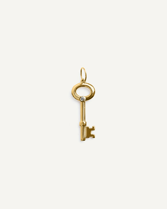Pingente Chave Fortuna em Ouro 18K e Diamante