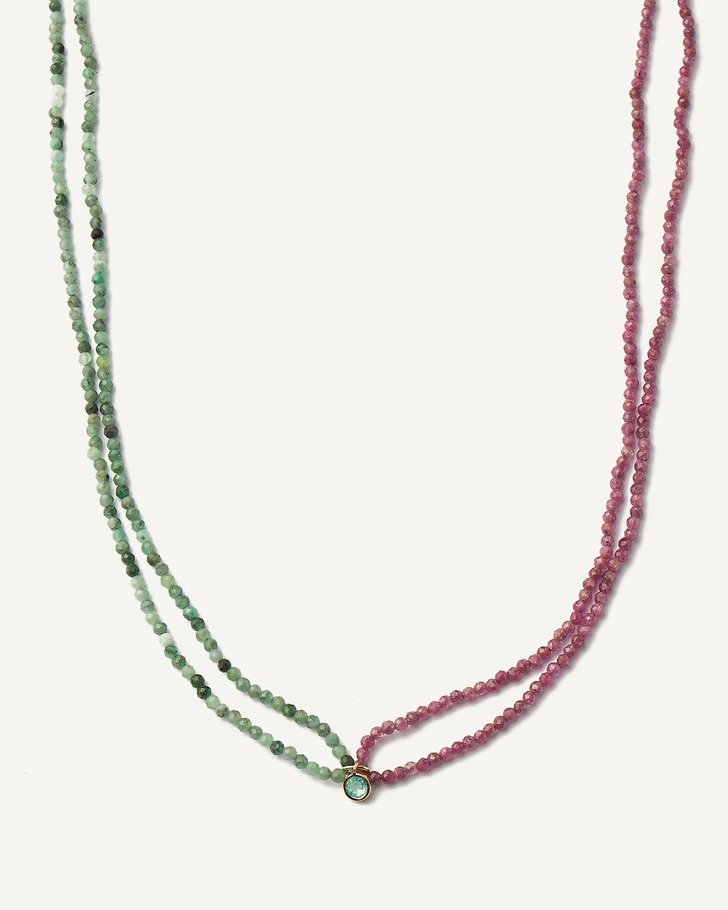 Colar Melancia em Ouro 18K com Rubis e Esmeraldas