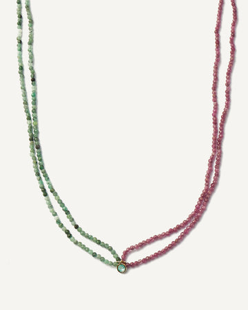 Colar Melancia em Ouro 18K com Rubis e Esmeraldas