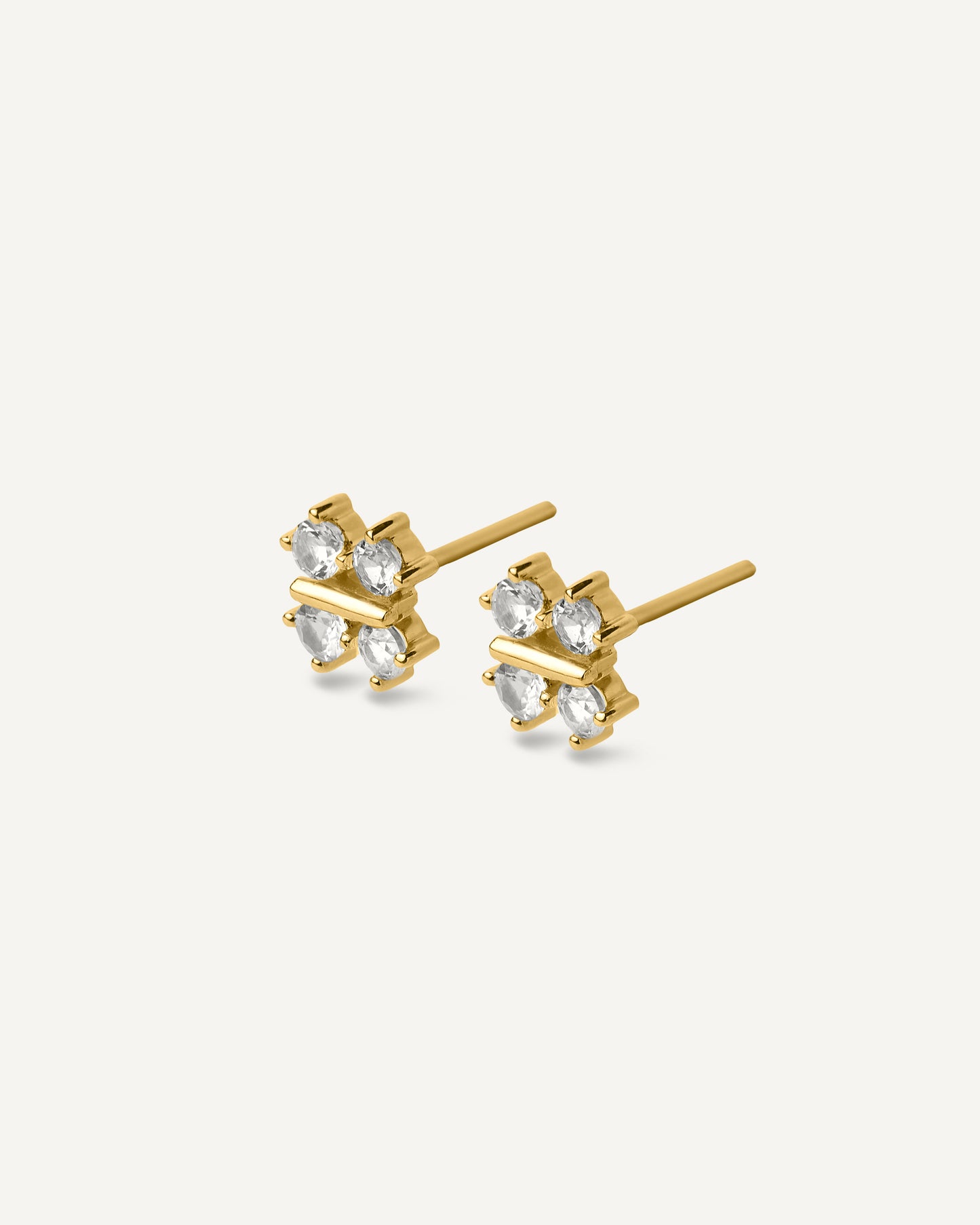 Brinco Lia em Ouro Amarelo 18k e Safiras Brancas