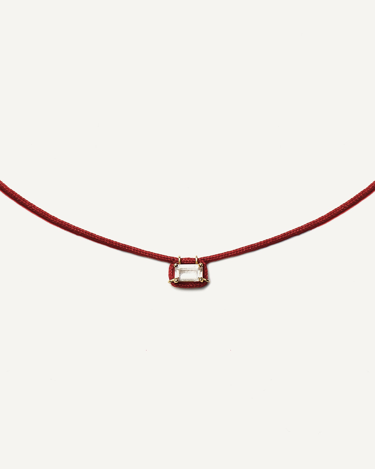 Colar Cord Nora Vermelho em Ouro 18K e Safira Branca