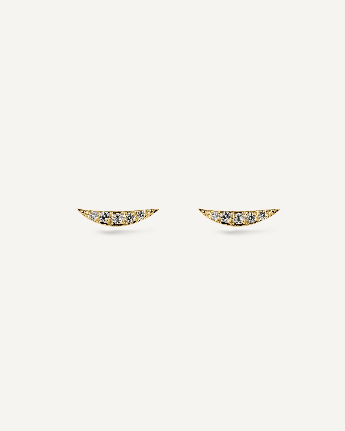 Brinco Stud Disco em Ouro 18k e Safiras Brancas