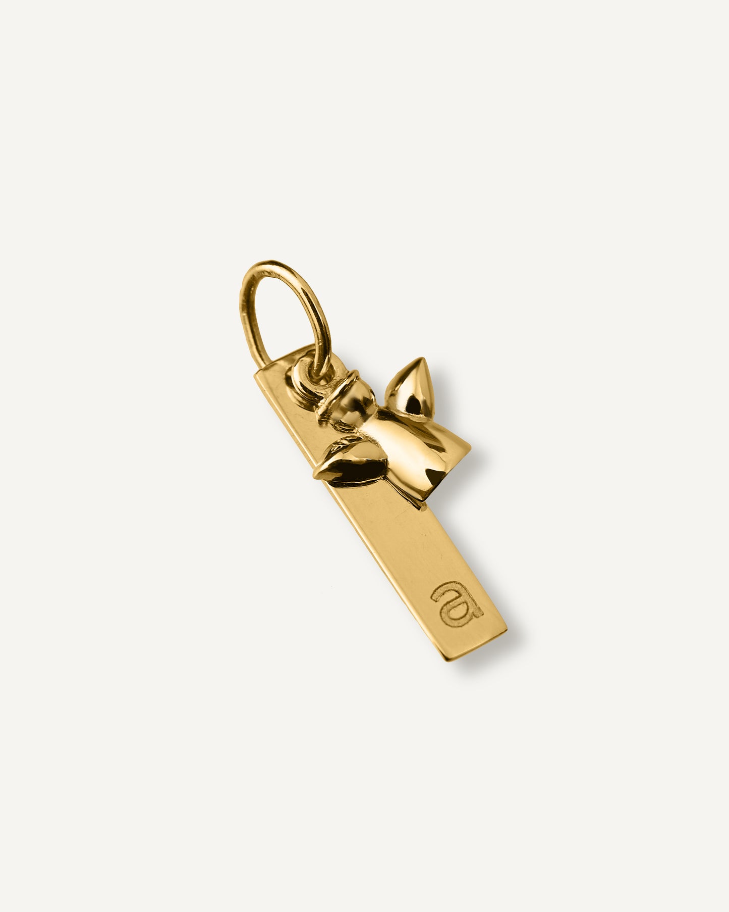 Pingente Placa Inicial Anjo da Guarda em Ouro 18K