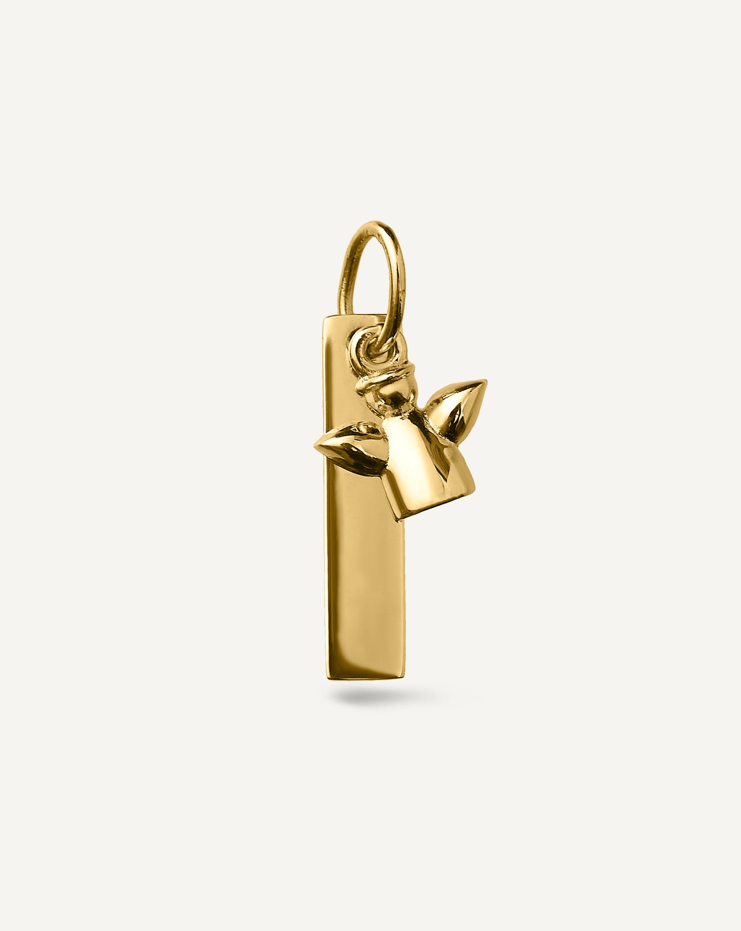 Pingente Placa Inicial Anjo da Guarda em Ouro 18K