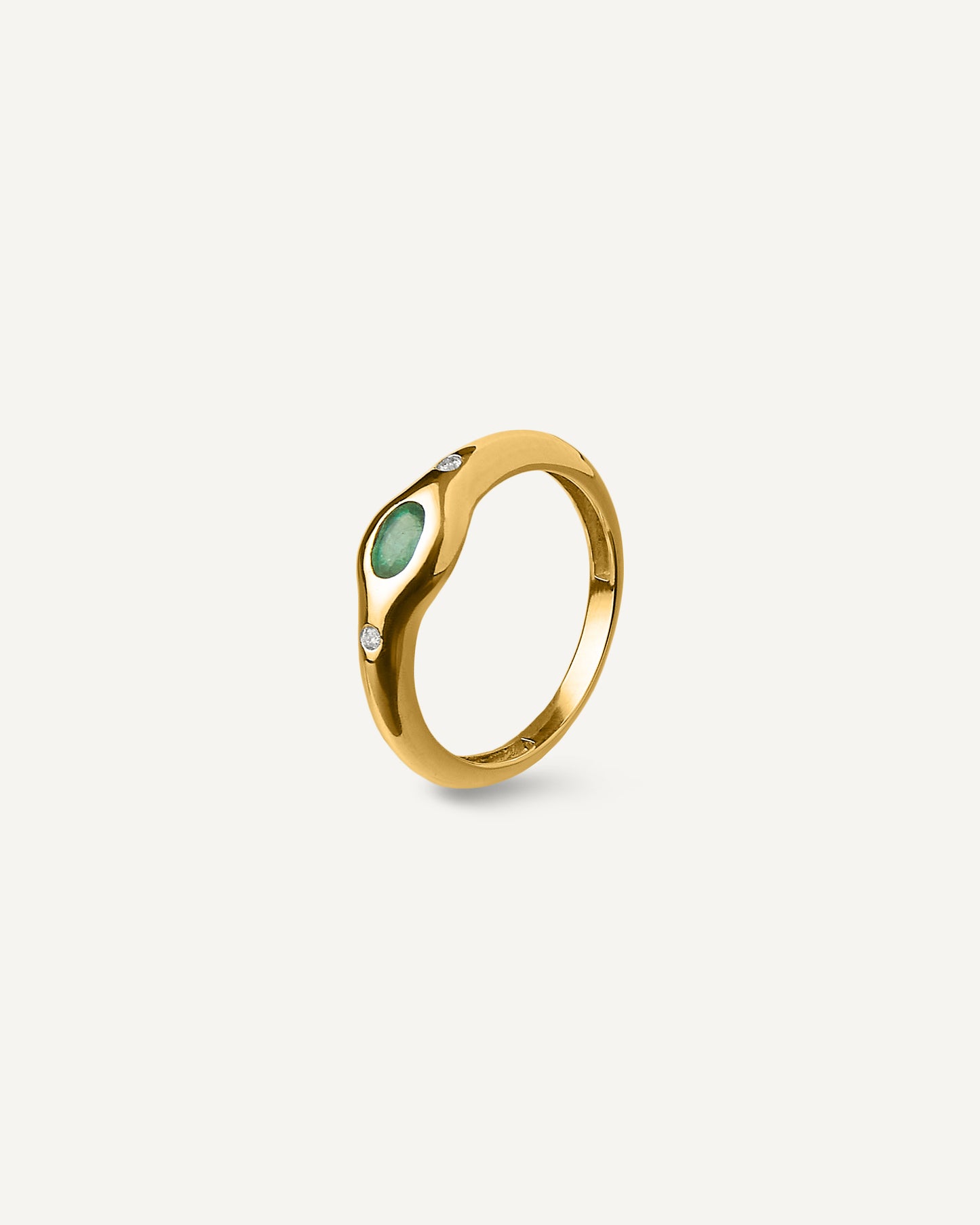 Anel Nilo Esmeralda em Ouro 18K