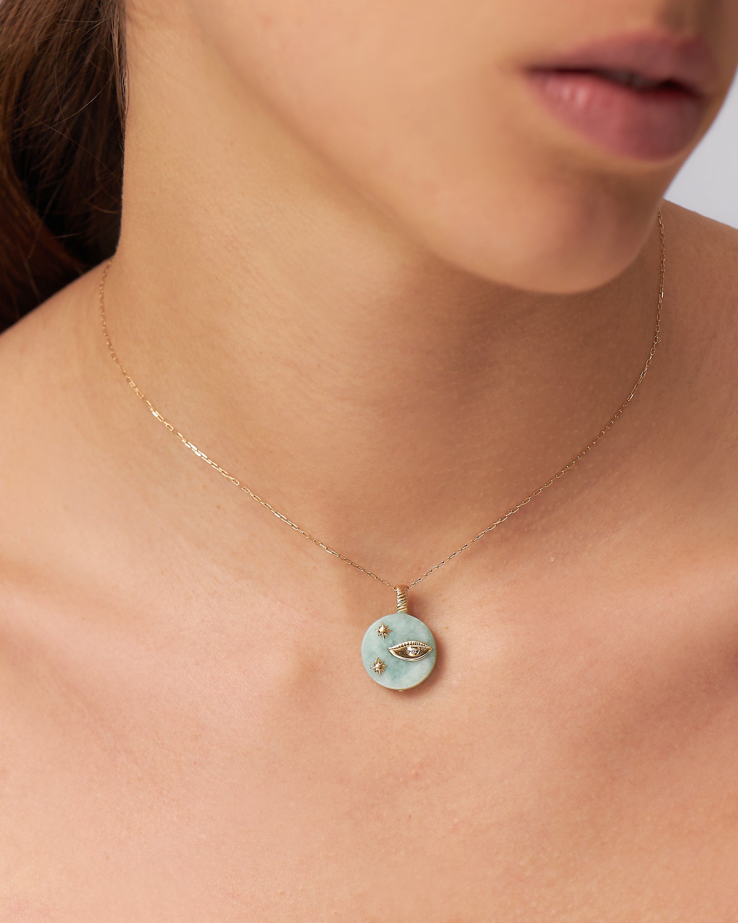 Pingente Horus Amazonita em Ouro 18K