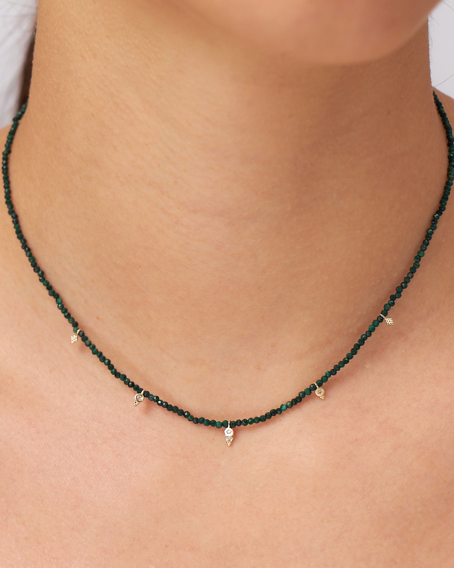 Colar Cleo Malaquitas em Ouro 18K