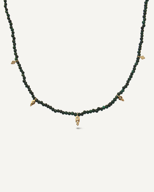 Colar Cleo Malaquitas em Ouro 18K