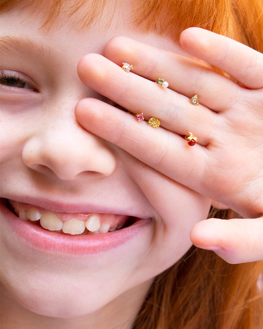 Brinco Infantil Bunny em Ouro 18K e Brilhantes