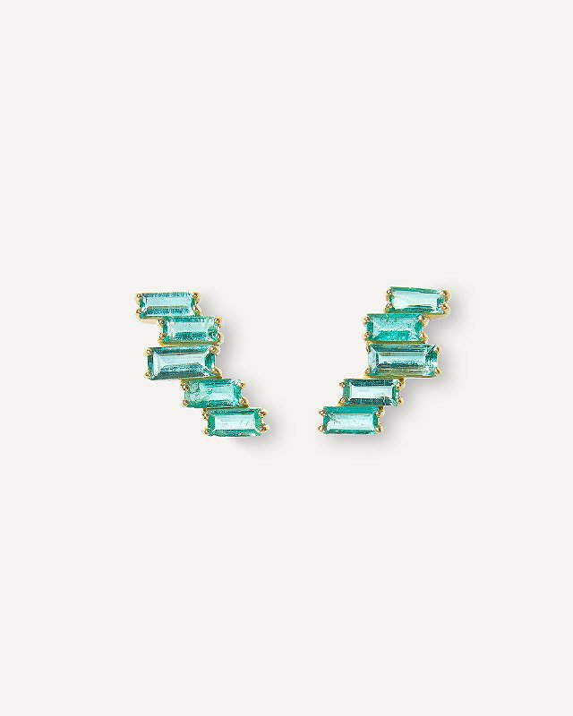 Brinco Earcuff Elisa em Ouro 18K e Esmeraldas