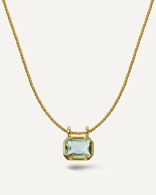 Colar Vittoria Prasiolita em Prata com Banho de Ouro