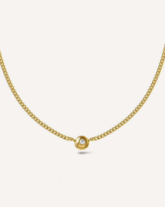 Colar Pienza Diamante em Prata com Banho de Ouro