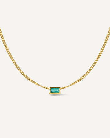 Colar Fiora Esmeralda em Prata com Banho de Ouro