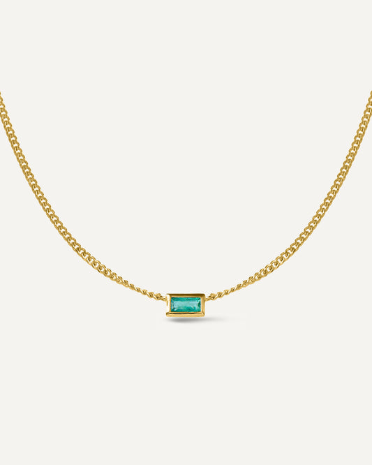 Colar Fiora Esmeralda em Prata com Banho de Ouro