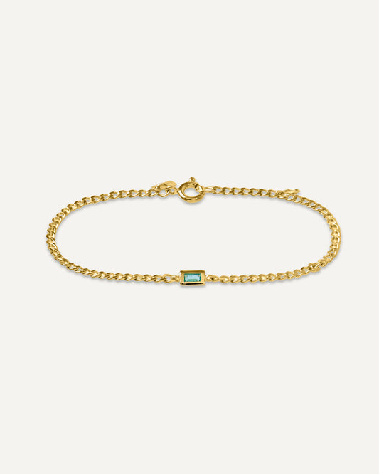 Pulseira Fiora Esmeralda em Prata com Banho de Ouro