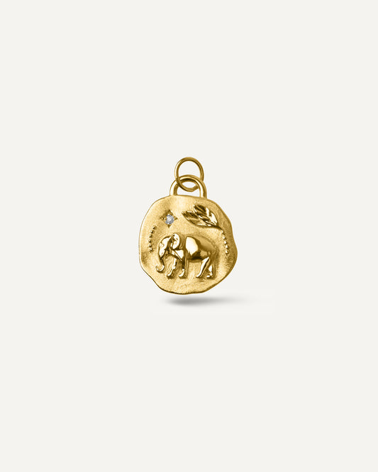 Pingente Medalha Ravena em Prata com Banho de Ouro