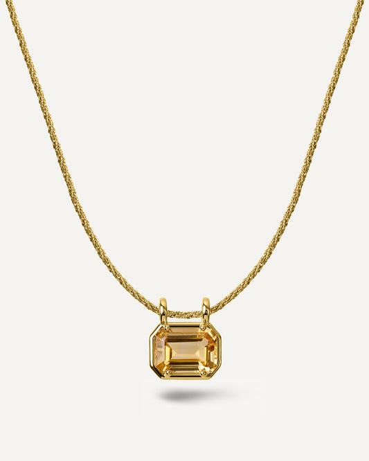 Colar Vittoria Citrino em Prata com Banho de Ouro