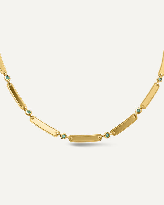 Colar Francesca Esmeraldas em Prata com Banho de Ouro