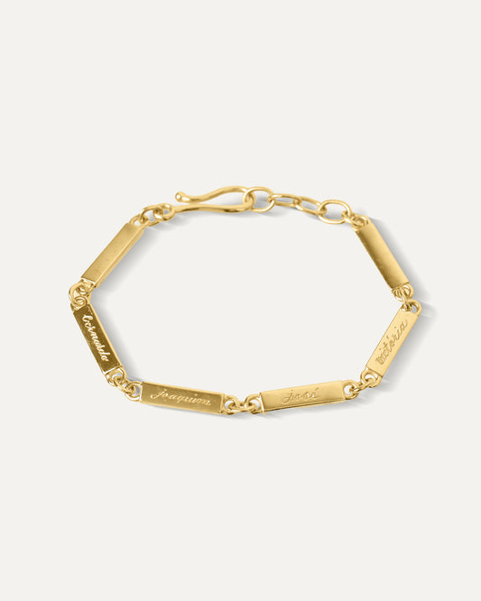 Pulseira Personalizada Placas Grafia em Prata com Banho de Ouro