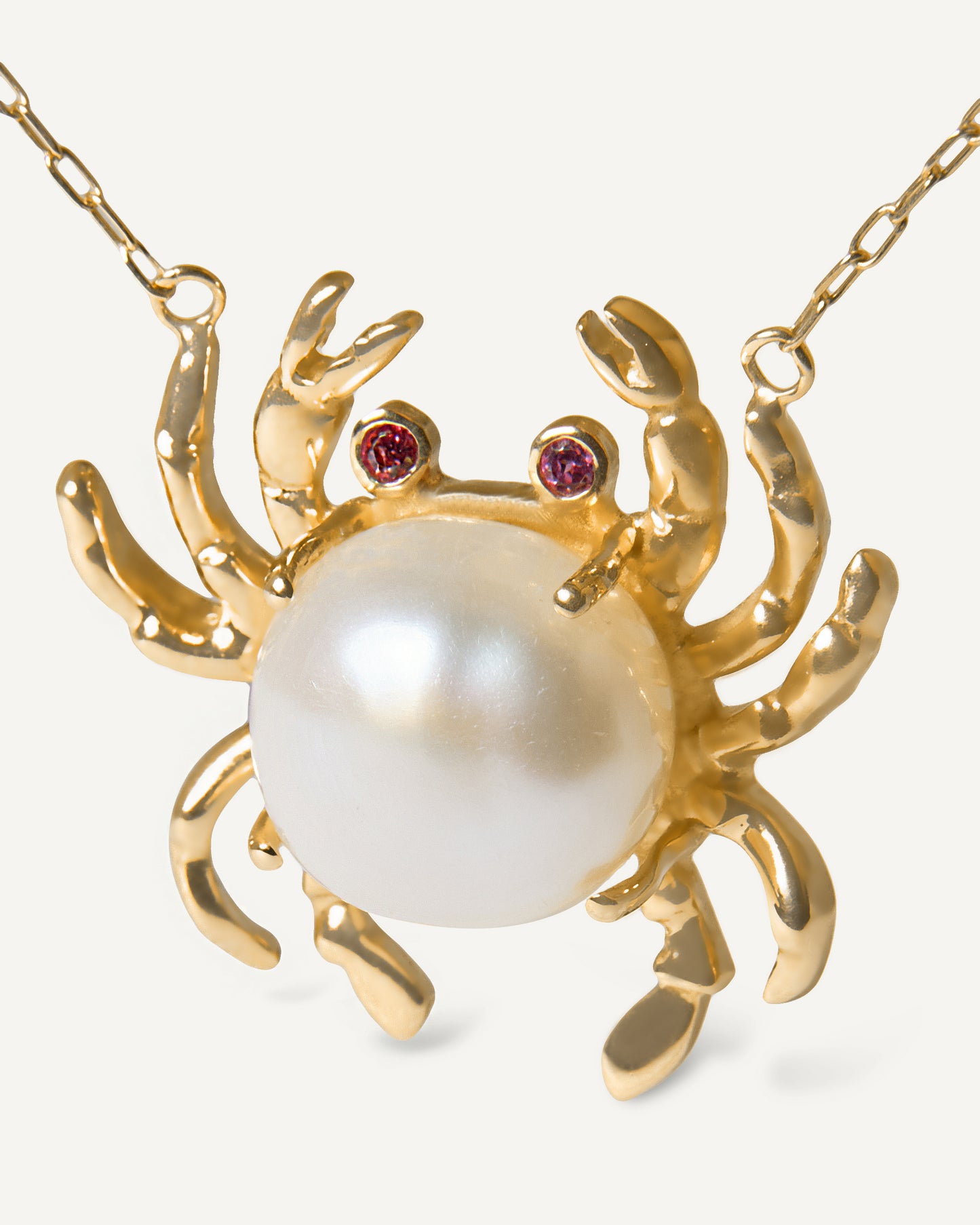 Colar de Caranguejo Crab em Ouro 18K com Pérola e Granadas
