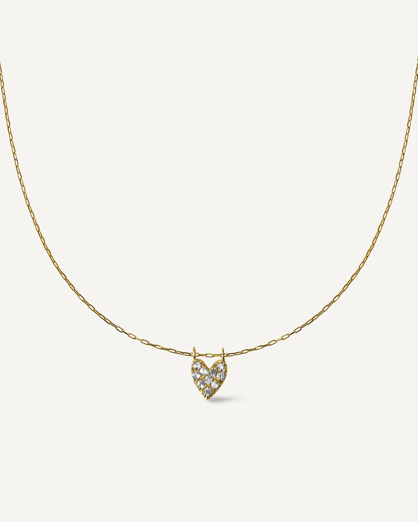 Colar de Coração Dear em Ouro 18K e Safiras Brancas