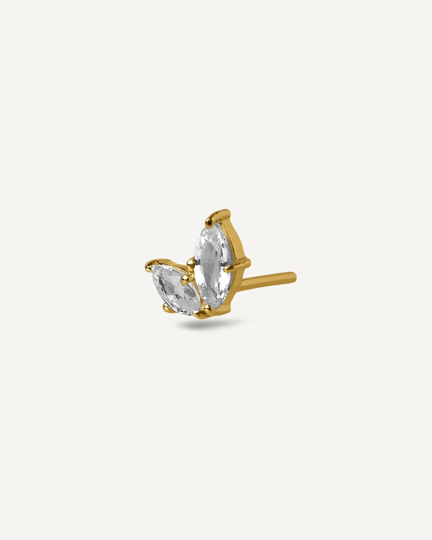Brinco Unitário Bloom em Ouro 18K e Safiras Brancas