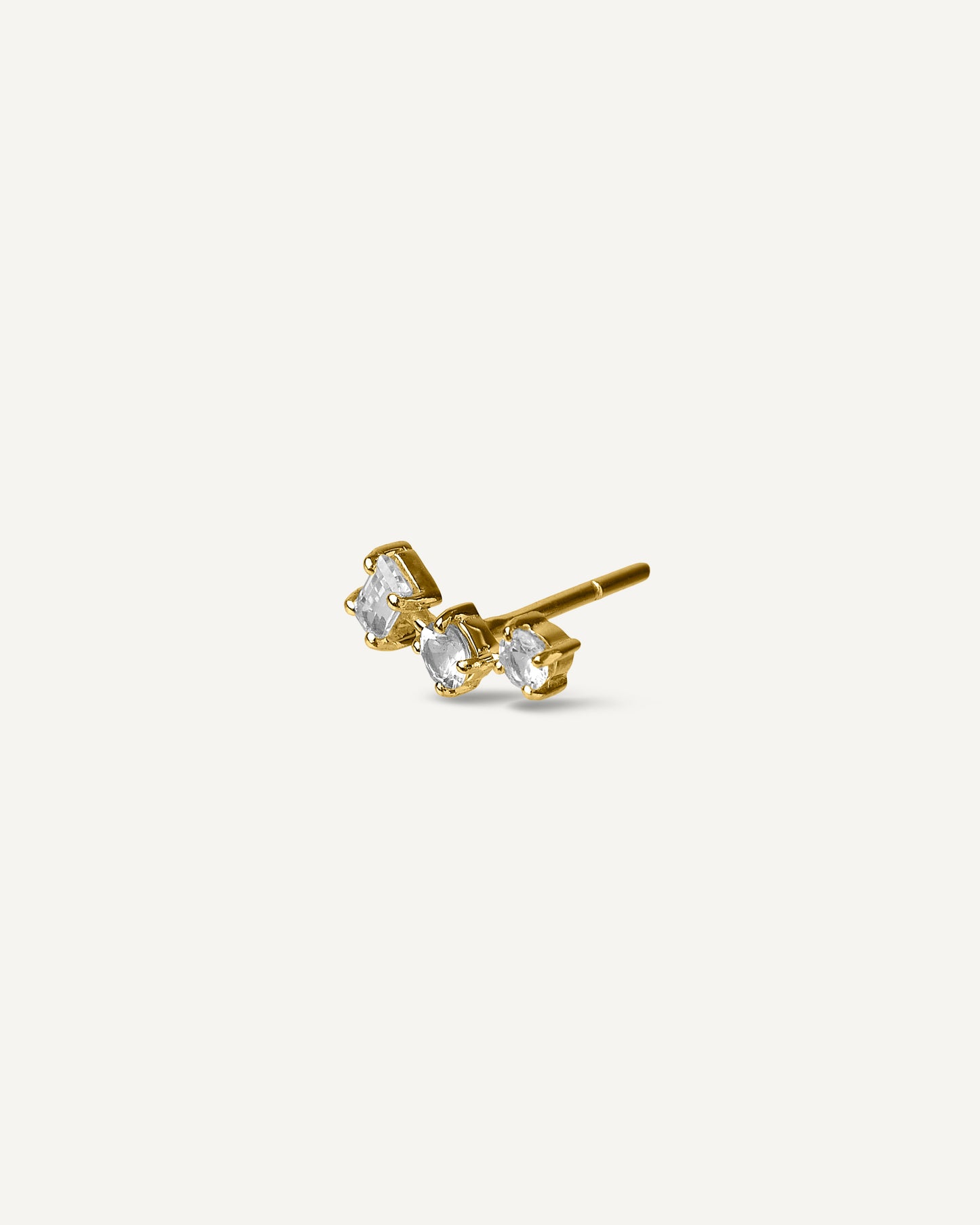 Brinco Unitário Louise em Ouro 18K e Safiras Brancas