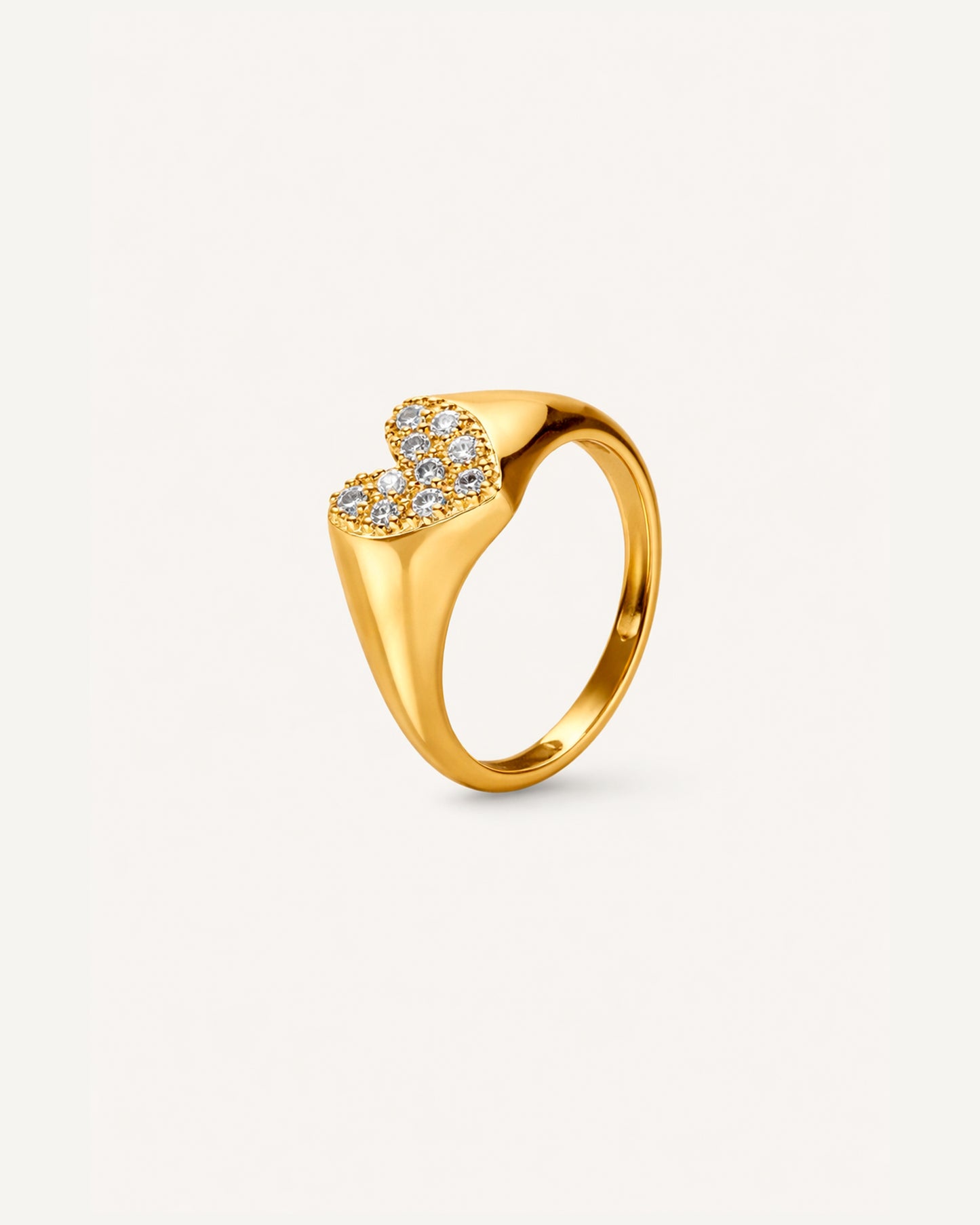 Anel de Coração Dear em Ouro 18K e Safiras Brancas