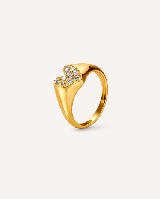 Anel de Coração Dear em Ouro 18K e Safiras Brancas