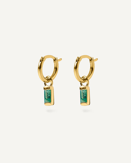 Argola Charlotte Esmeralda em Ouro 18K