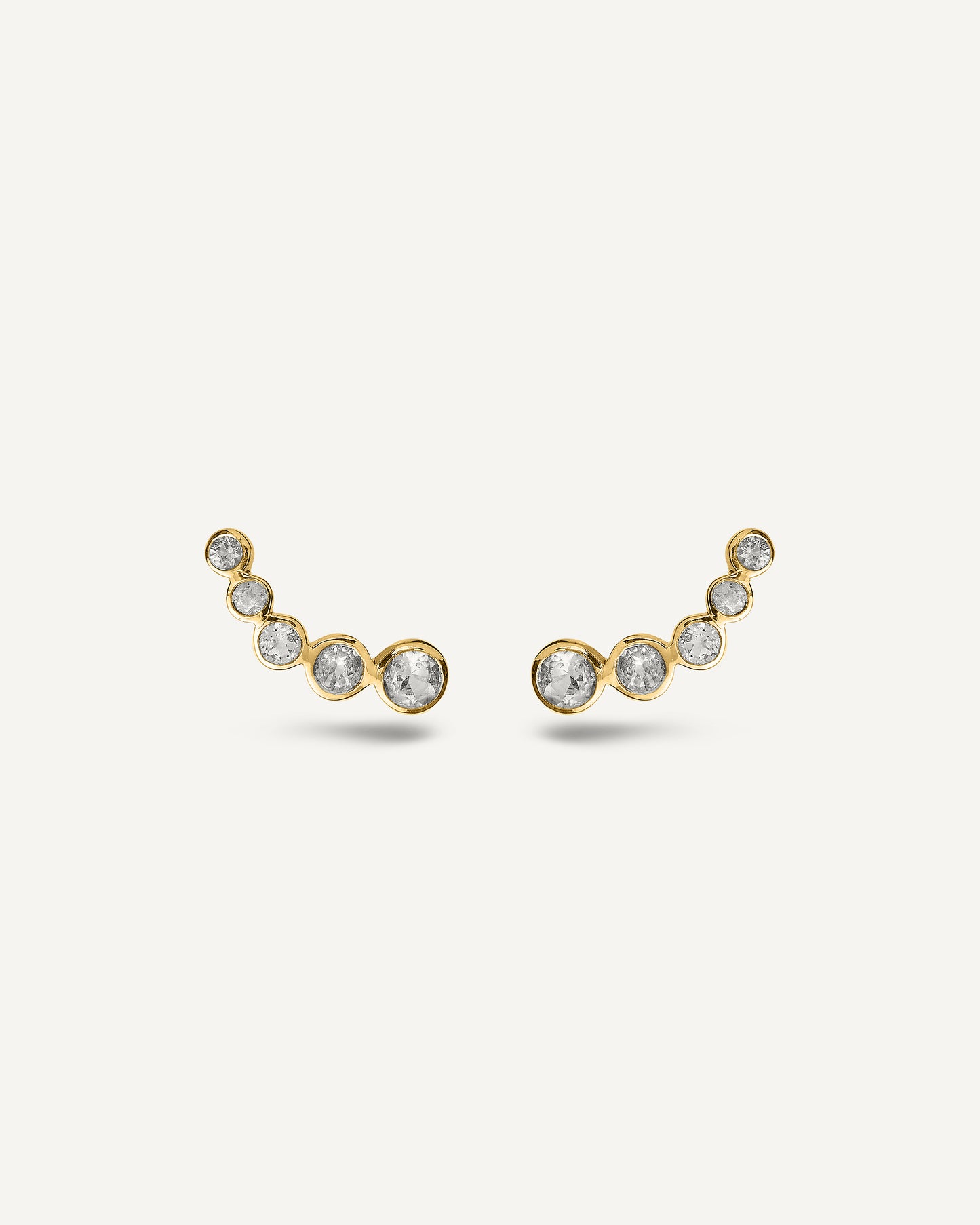 Brinco Earcuff Margarida em Ouro 18K e Topázios Brancos