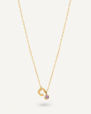 Colar Solitário Little + Birthstone em Ouro 18K