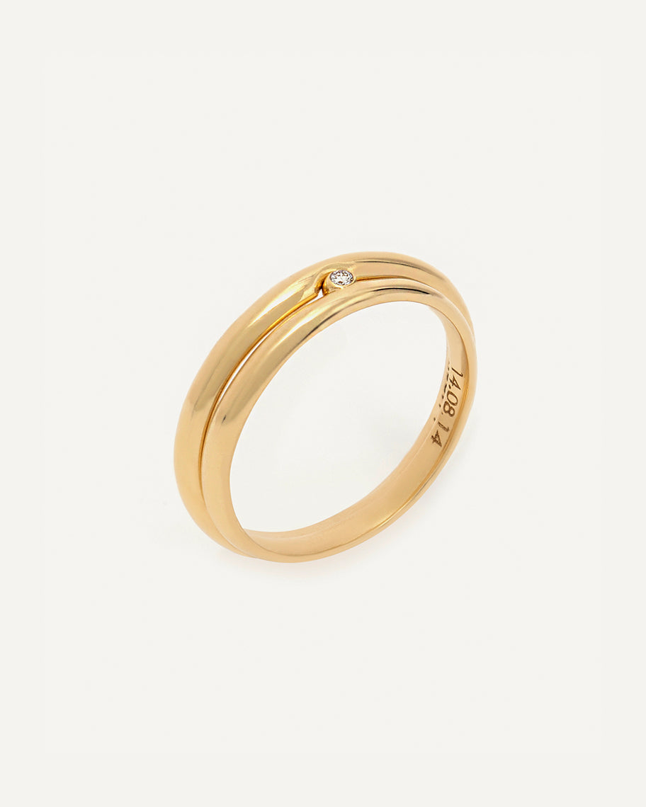 Aliança de Casamento Encontro em Ouro Amarelo 18K e Diamante de 0,5 ponto (2.2mm)