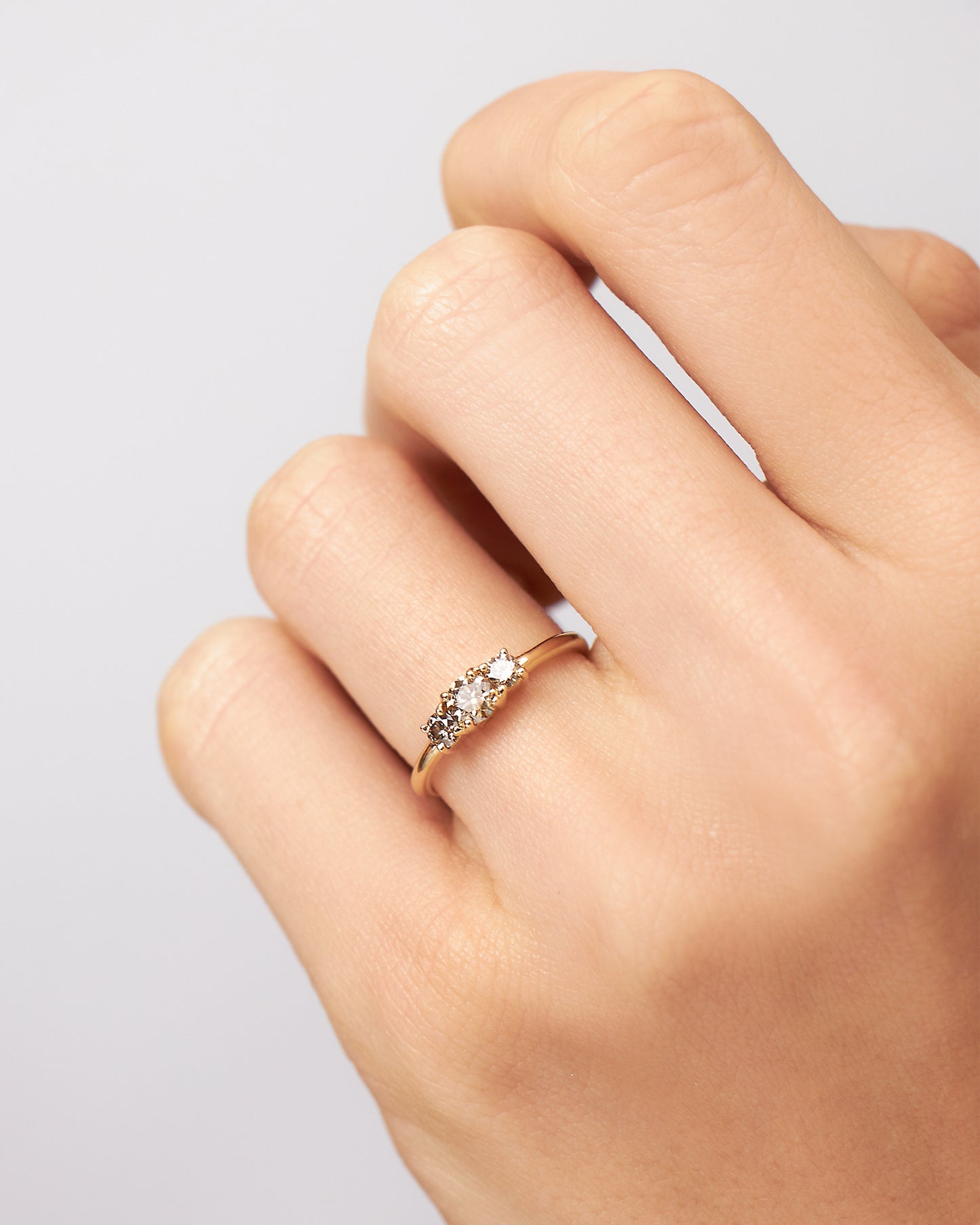 Anel Promise em Ouro 18K e Diamantes Champagne