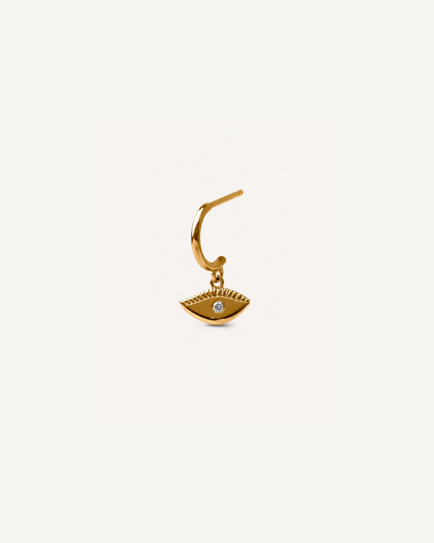 Meia Argola Hórus Unitária em Ouro 18K e Diamante